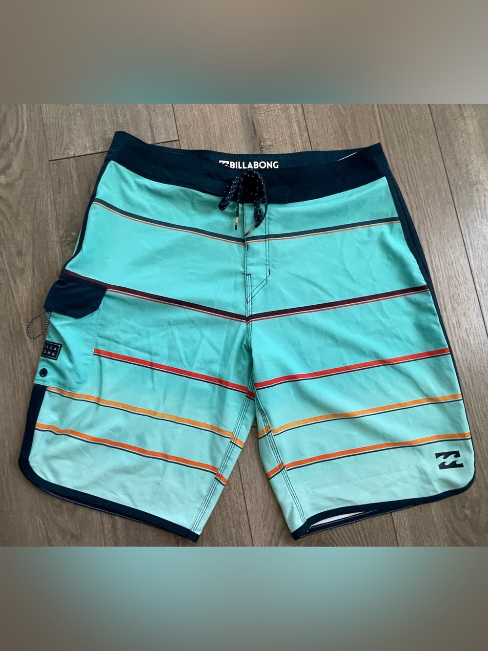 Billabong Platinum X Teal Boardshorts with Multi Stripe Accents